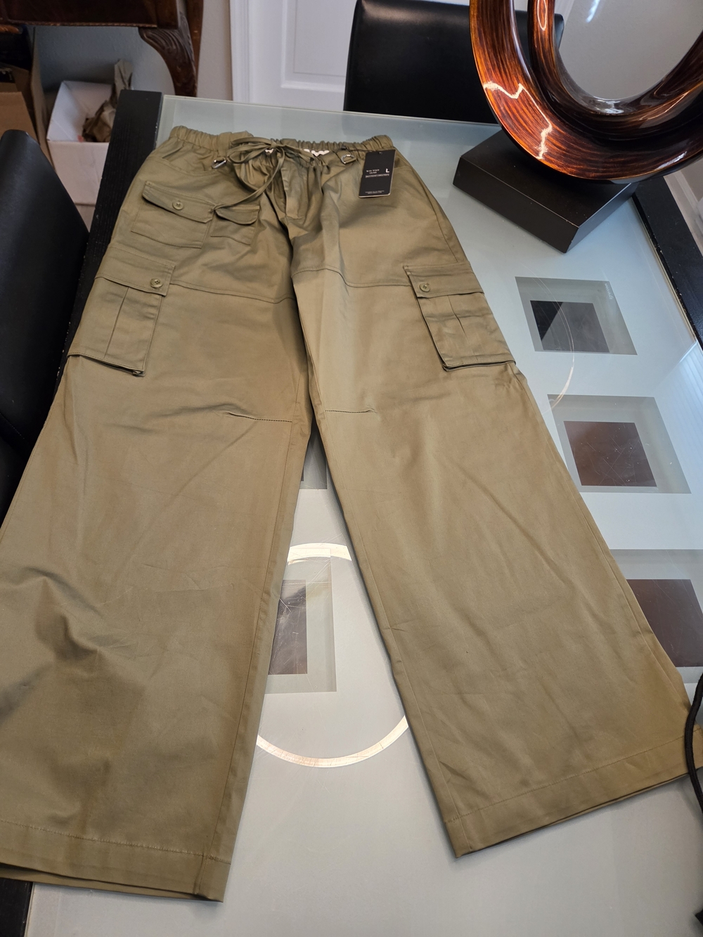 American Bazi Wide Leg Cargo Pants in Olive